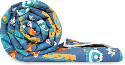 Divine Casa Printed Single Comforter for  Mild Winter(Cotton, Blue)