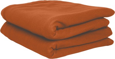 HOMIEE Solid Single Fleece Blanket for  AC Room(Polyester, 2 Orange)