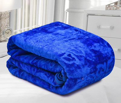 SPANGLE Self Design Single AC Blanket for  AC Room(Microfiber, Blue)