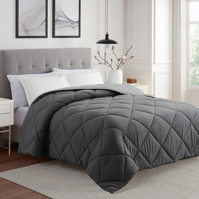 glaxy Solid Double Comforter for  AC Room(Poly Cotton, Grey)