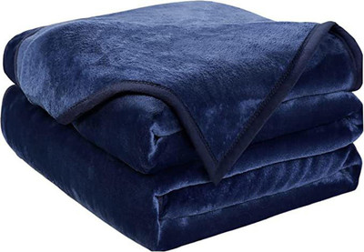 VAS COLLECTIONS Solid Double Mink Blanket for  Heavy Winter(Polyester, Blue-B)