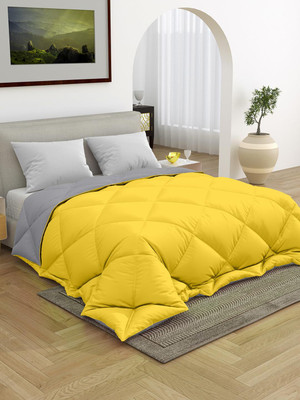 TUNDWAL'S Solid Single Comforter for  Heavy Winter(Microfiber, Yellow,Grey)