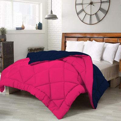 CRAZY WORLD Solid Double Comforter for  Heavy Winter(Microfiber, Pink Blue)