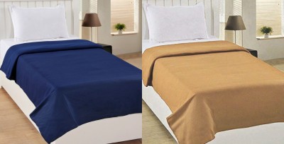 n g products Solid Single Fleece Blanket for  Mild Winter(Polyester, Blue, Beige)