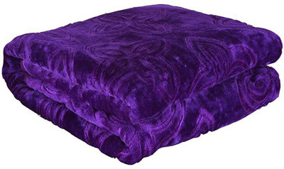 Convalexa Self Design Double Mink Blanket for  Heavy Winter(Fur, Purple)