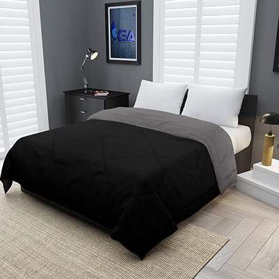 Comfowell Solid King Comforter for  Heavy Winter(Poly Cotton, Black & Grey)