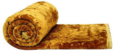 MFI Floral Single Mink Blanket for  Heavy Winter(Microfiber, Gold)