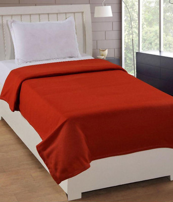 VORDVIGO Solid Single Fleece Blanket for  Mild Winter(Polyester, Red)