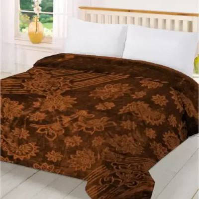 SOVAM Polka Double Mink Blanket for  Mild Winter(Microfiber, Brown)