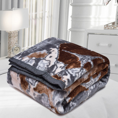 SPANGLE Printed Double AC Blanket for  AC Room(Microfiber, Grey Coffee)
