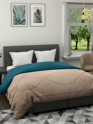 DORISTYLE Solid Single Comforter for  Heavy Winter(Poly Cotton, Patrol Blue & Beige)