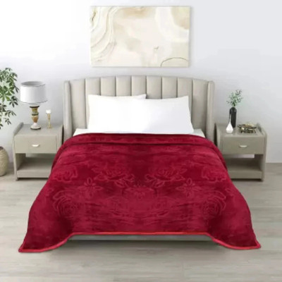 kirshinaENTERPRISES Floral Double Mink Blanket for  Heavy Winter(Microfiber, Maroon)