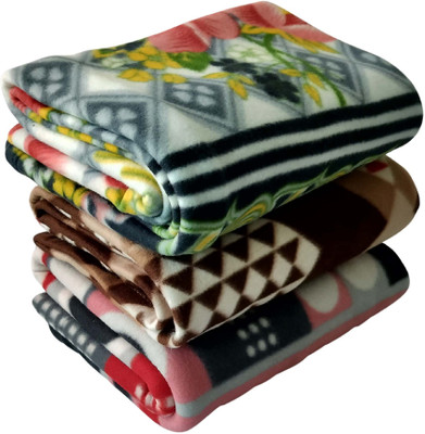 HOMIEE Floral Single Fleece Blanket for  Mild Winter(Polyester, Multi2)