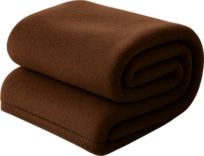 n g products Solid Single Fleece Blanket for  Mild Winter(Polyester, Brown)