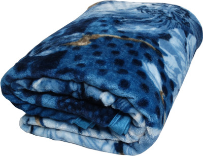HOMIEE Floral Double Mink Blanket for  Heavy Winter(Polyester, Blue)
