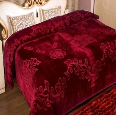 Convalexa Solid Double Mink Blanket for  Heavy Winter(Polyester, Maroon)