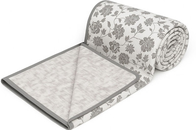 well decor Printed Single Dohar for  Mild Winter(Cotton, Grey, White)