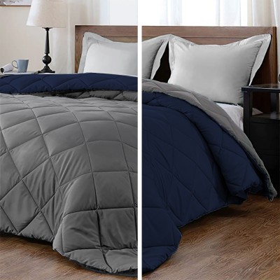 AYKA Solid Double, King Comforter for  AC Room(Poly Cotton, Navy Blue, Grey)