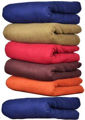 Royal Lush Solid Single Fleece Blanket for  AC Room(Woollen Blend, Multicolor)