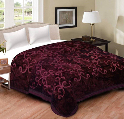 Swikon star Floral Double Mink Blanket for  Heavy Winter(Microfiber, Brown)