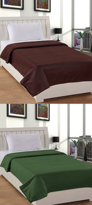 Goyal's Solid Single AC Blanket for  AC Room(Polyester, Brown & Green)