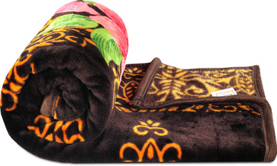 VAS COLLECTIONS Printed Single Mink Blanket for  Heavy Winter(Polyester, Brown, Yellow)