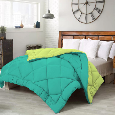 NK Handlooms Solid Single Quilt for  Heavy Winter(Polyester, SEA GREEN & PARROT GREEN)
