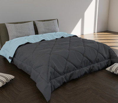 SIE STORE Solid Single Comforter for  Mild Winter(Microfiber, AQUA, Grey)