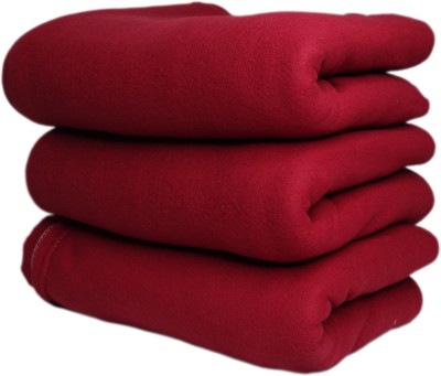 HOMIEE Solid Double Fleece Blanket for  Mild Winter(Polyester, Red)