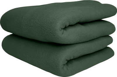 WARMZY Floral Double Fleece Blanket for  Mild Winter(Polyester, Green)