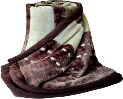 HOMIEE Floral Single Sherpa Blanket for  Heavy Winter(Polyester, brw white line)