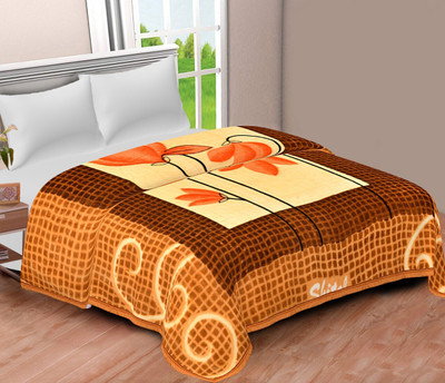 Flipkart SmartBuy Printed Double Mink Blanket for  Heavy Winter(Microfiber, Light Brown & Cream)