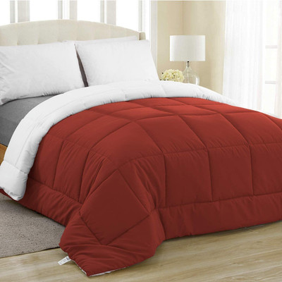 Texlux Solid Double Comforter for  AC Room(Polyester, Red White)
