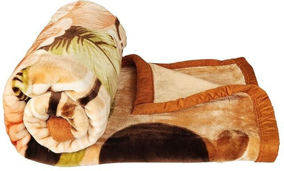 Comfowell Printed Double Mink Blanket for  Heavy Winter(Polyester, Beige Shade)