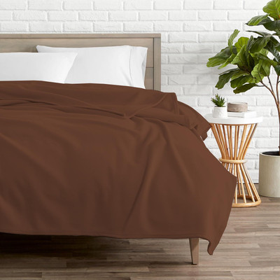 Home Stylish Solid Double Fleece Blanket for  Mild Winter(Polyester, Coffee)