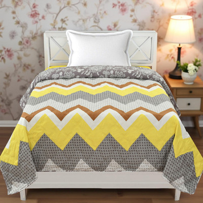 KWALITY DREAMS Printed Single AC Blanket for  AC Room(Poly Cotton, Yellow Zig Zag)