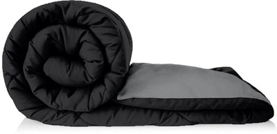 Jinaya's Solid Double Comforter for  Heavy Winter(Cotton, Black/Grey)