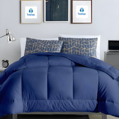 Texlux Solid Double Comforter for  Heavy Winter(Polyester, Dark Blue)