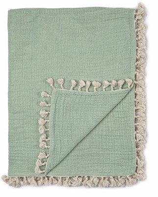 Crane Baby Solid Single Crib Baby Blanket for  Mild Winter(Muslin, Evergreen)