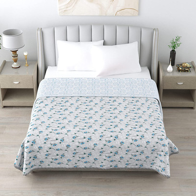 Rajasthan handicraft center Printed Double Dohar for  AC Room(Cotton, Blue)