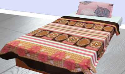 WARMZY Floral Single Fleece Blanket for  Heavy Winter(Polyester, Brownish)