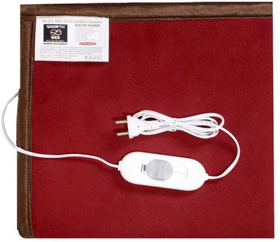 Warmth WEB Solid Single Electric Blanket for  Heavy Winter(Polyester, Red)