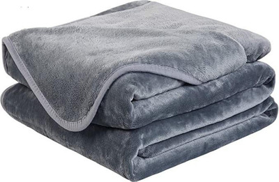 VAS COLLECTIONS Solid Double Mink Blanket for  Mild Winter(Polyester, Grey- A)