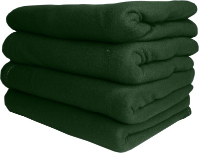 HOMIEE Solid Single Fleece Blanket for  AC Room(Polyester, 4 Green)