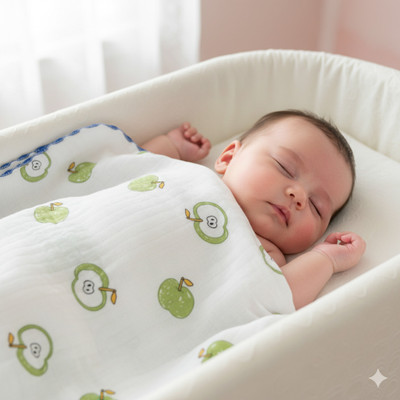 Monsa Traders Printed Crib Swaddling Baby Blanket for  AC Room(Cotton, White)