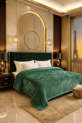 Osonics Textile Solid Double Mink Blanket for  AC Room(Microfiber, Green)