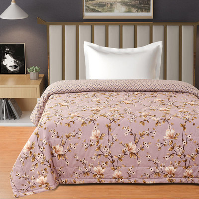 Florida Floral Single Comforter for  AC Room(Poly Cotton, Mauve)