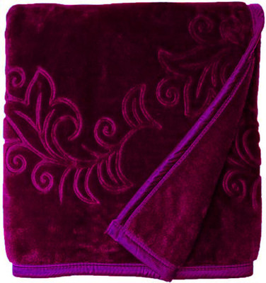 SHOORAAY Self Design Double Woollen Blanket for  Heavy Winter(Woollen Blend, WINE)