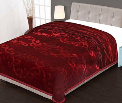 Convalexa Floral Single Mink Blanket for  Heavy Winter(Fur, Red)