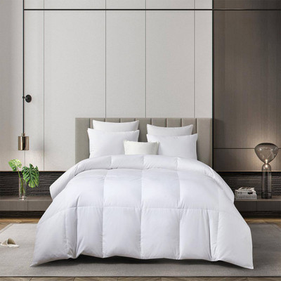 Razzai Solid Queen Comforter for  Heavy Winter(Microfiber, White)